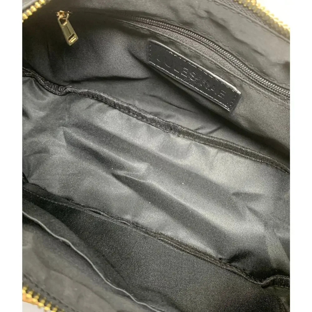 NWT Jules Kae Zola Black Vegan Leather Crescent Hobo Shoulder Bag Braided Strap